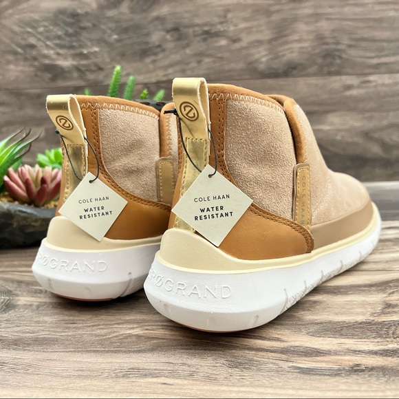 NIB Cole Haan Zerogrand Water Resistant Bootie Birch Beige Suede Leather - Picture 8 of 16